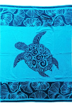 Drap de plage XXL avec une tortue en bleu